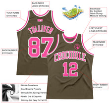 Load image into Gallery viewer, Custom Olive Pink-White Authentic Throwback Salute To Service Basketball Jersey