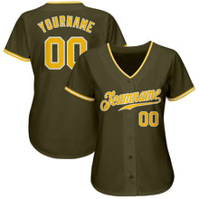 Load image into Gallery viewer, Custom Olive Gold-White Authentic Salute To Service Baseball Jersey