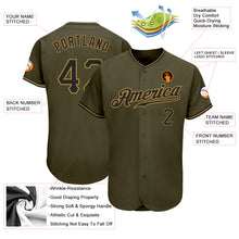 Load image into Gallery viewer, Custom Olive Black-Old Gold Authentic Salute To Service Baseball Jersey