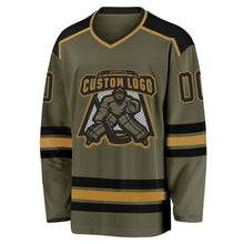 Laden Sie das Bild in den Galerie-Viewer, Custom Olive Black-Old Gold Salute To Service Hockey Jersey