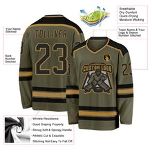 Laden Sie das Bild in den Galerie-Viewer, Custom Olive Black-Old Gold Salute To Service Hockey Jersey