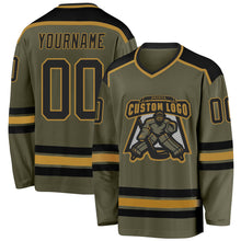 Laden Sie das Bild in den Galerie-Viewer, Custom Olive Black-Old Gold Salute To Service Hockey Jersey