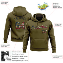 Laden Sie das Bild in den Galerie-Viewer, Custom Stitched Olive Vintage USA Flag-Black Sports Pullover Sweatshirt Salute To Service Hoodie