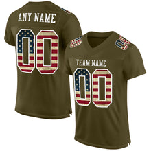 Load image into Gallery viewer, Custom Olive Vintage USA Flag-White Mesh Authentic Salute To Service Football Jersey