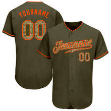 Load image into Gallery viewer, Custom Olive Camo-Orange Authentic Salute To Service Baseball Jersey