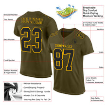 Load image into Gallery viewer, Custom Olive Black-Gold Mesh Authentic Salute To Service Football Jersey