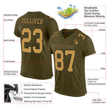 Load image into Gallery viewer, Custom Olive Old Gold-Black Mesh Authentic Salute To Service Football Jersey