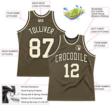 Load image into Gallery viewer, Custom Olive Cream-Black Authentic Throwback Salute To Service Basketball Jersey