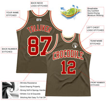 Laden Sie das Bild in den Galerie-Viewer, Custom Olive Red-Cream Authentic Throwback Salute To Service Basketball Jersey