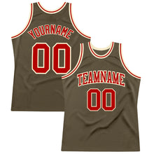 Laden Sie das Bild in den Galerie-Viewer, Custom Olive Red-Cream Authentic Throwback Salute To Service Basketball Jersey