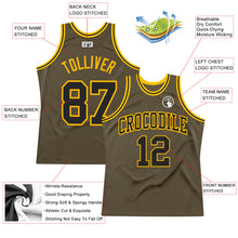 Load image into Gallery viewer, Custom Olive Black-Gold Authentic Throwback Salute To Service Basketball Jersey