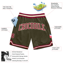 Загрузить изображение в средство просмотра галереи, Custom Olive Maroon-Cream Authentic Throwback Salute To Service Basketball Shorts
