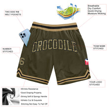 Load image into Gallery viewer, Custom Olive Camo Black-Old Gold Authentic Throwback Salute To Service Basketball Shorts
