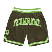Загрузить изображение в средство просмотра галереи, Custom Olive Neon Green-White Authentic Throwback Salute To Service Basketball Shorts