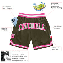 Загрузить изображение в средство просмотра галереи, Custom Olive Pink-White Authentic Throwback Salute To Service Basketball Shorts