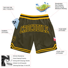 Load image into Gallery viewer, Custom Olive Black-Gold Authentic Throwback Salute To Service Basketball Shorts