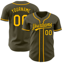 Load image into Gallery viewer, Custom Olive Gold-Black Authentic Salute To Service Baseball Jersey