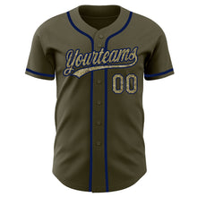 Load image into Gallery viewer, Custom Olive Camo-Navy Authentic Salute To Service Baseball Jersey