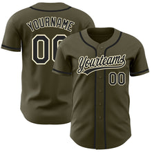 Load image into Gallery viewer, Custom Olive Black-Cream Authentic Salute To Service Baseball Jersey