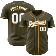 Load image into Gallery viewer, Custom Olive White-Old Gold Authentic Salute To Service Baseball Jersey