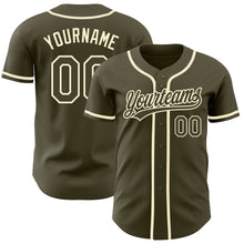 Load image into Gallery viewer, Custom Olive Olive-Cream Authentic Salute To Service Baseball Jersey