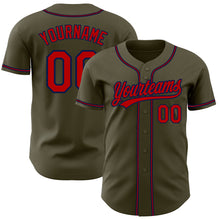 Load image into Gallery viewer, Custom Olive Red-Navy Authentic Salute To Service Baseball Jersey