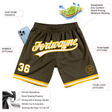 Charger l'image dans la galerie, Custom Olive White-Gold Authentic Throwback Salute To Service Basketball Shorts