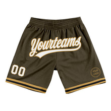 Charger l'image dans la galerie, Custom Olive White Old Gold-Black Authentic Throwback Salute To Service Basketball Shorts