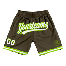 Charger l'image dans la galerie, Custom Olive White-Neon Green Authentic Throwback Salute To Service Basketball Shorts