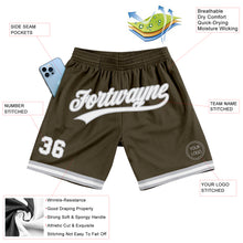 Charger l'image dans la galerie, Custom Olive White-Gray Authentic Throwback Salute To Service Basketball Shorts