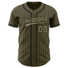 Charger l'image dans la galerie, Custom Olive City Cream Pinstripe Camo-Black Authentic Salute To Service Baseball Jersey