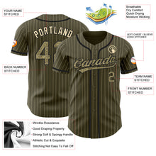 Charger l'image dans la galerie, Custom Olive City Cream Pinstripe Camo-Black Authentic Salute To Service Baseball Jersey