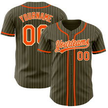 Charger l'image dans la galerie, Custom Olive City Cream Pinstripe Orange Authentic Salute To Service Baseball Jersey