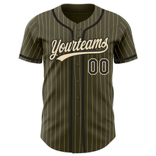Charger l'image dans la galerie, Custom Olive City Cream Pinstripe Black Authentic Salute To Service Baseball Jersey