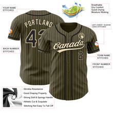 Charger l'image dans la galerie, Custom Olive City Cream Pinstripe Black Authentic Salute To Service Baseball Jersey