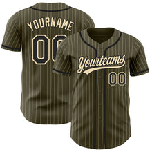 Charger l'image dans la galerie, Custom Olive City Cream Pinstripe Black Authentic Salute To Service Baseball Jersey