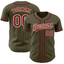 Загрузить изображение в средство просмотра галереи, Custom Olive City Cream Pinstripe Crimson Authentic Salute To Service Baseball Jersey