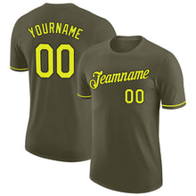 Laden Sie das Bild in den Galerie-Viewer, Custom Olive Neon Yellow-Black Performance Salute To Service T-Shirt