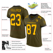 Load image into Gallery viewer, Custom Olive Gold-Black Mesh Authentic Salute To Service Football Jersey