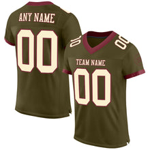 Laden Sie das Bild in den Galerie-Viewer, Custom Olive Cream-Burgundy Mesh Authentic Salute To Service Football Jersey