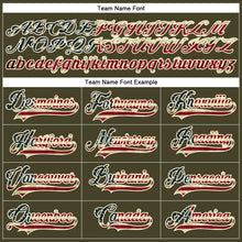 Загрузить изображение в средство просмотра галереи, Custom Olive Vintage USA Flag Cream-Black Salute To Service Hockey Lace Neck Jersey
