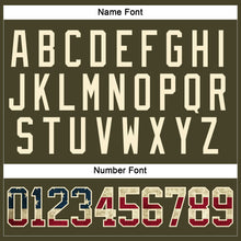 Загрузить изображение в средство просмотра галереи, Custom Olive Vintage USA Flag Cream-Black Salute To Service Hockey Lace Neck Jersey