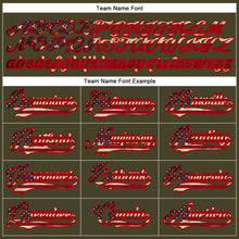 Laden Sie das Bild in den Galerie-Viewer, Custom Olive Vintage USA Flag Red-Cream Salute To Service Hockey Lace Neck Jersey