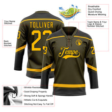 Charger l'image dans la galerie, Custom Olive Gold-Black Salute To Service Hockey Lace Neck Jersey