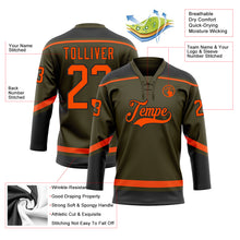 Charger l'image dans la galerie, Custom Olive Orange-Black Salute To Service Hockey Lace Neck Jersey