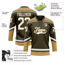 Load image into Gallery viewer, Custom Olive White-Old Gold Salute To Service Hockey Lace Neck Jersey
