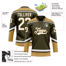 Загрузить изображение в средство просмотра галереи, Custom Olive White-Old Gold Salute To Service Hockey Lace Neck Jersey
