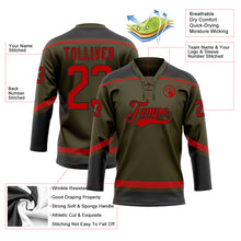 Charger l'image dans la galerie, Custom Olive Red-Black Salute To Service Hockey Lace Neck Jersey