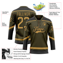 Загрузить изображение в средство просмотра галереи, Custom Olive Old Gold-Black Salute To Service Hockey Lace Neck Jersey