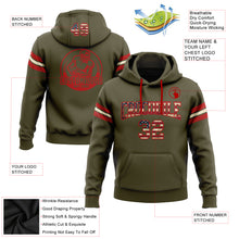 Laden Sie das Bild in den Galerie-Viewer, Custom Stitched Olive Vintage USA Flag Red-Cream Football Pullover Sweatshirt Salute To Service Hoodie